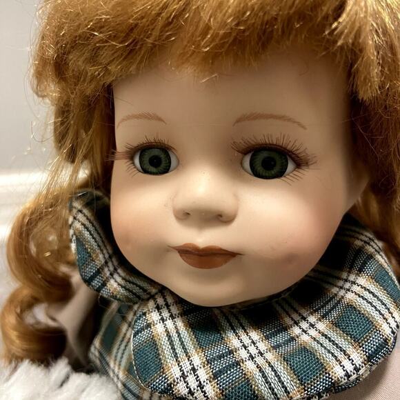 Vintage Porcelain Doll on A Wooden Horse Rocker - Picture 6 of 10